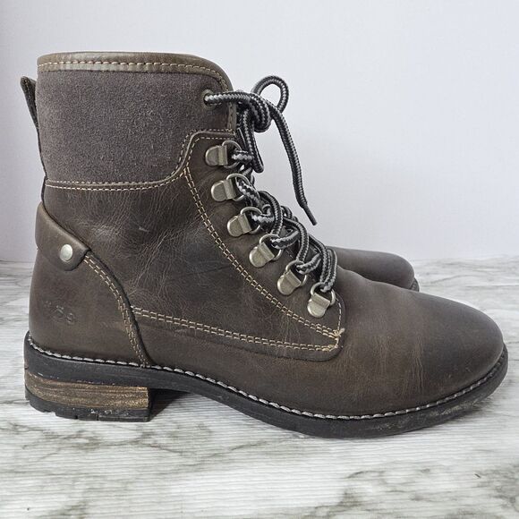 TAOS Ringer Brown Leather Lace Up Combat Boots Womens 5.5 Grunge Distressed Edgy - Picture 4 of 14